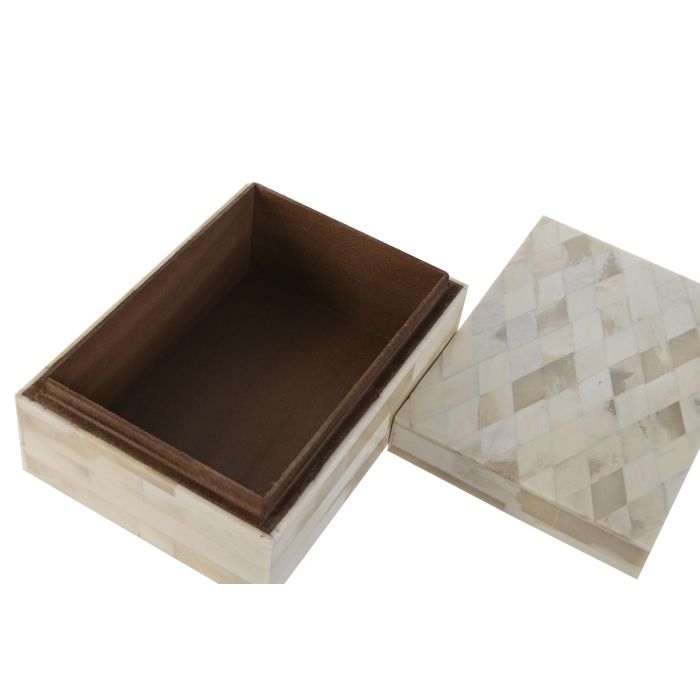 Joyero Colonial DKD Home Decor Crudo 13 x 7.7 x 18 cm Set de 2 2