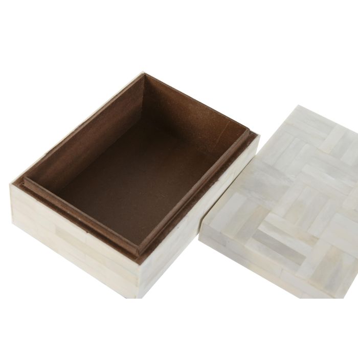 Joyero Colonial DKD Home Decor Crudo 13 x 7.7 x 18 cm Set de 2 2