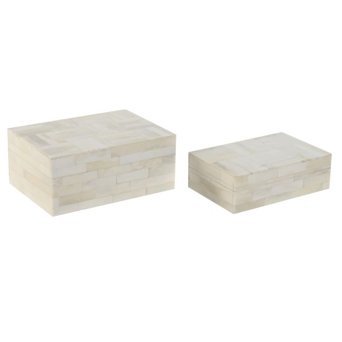 Joyero Colonial DKD Home Decor Crudo 13 x 7.7 x 18 cm Set de 2