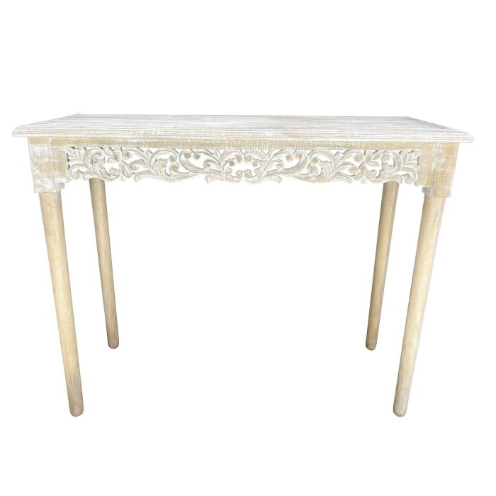 DKD Home Decor Consola Indio de Madera de Mango Natural y Blanco, Desmontable, 100.5 cm Ancho x 39 cm Fondo x 79 cm Alto