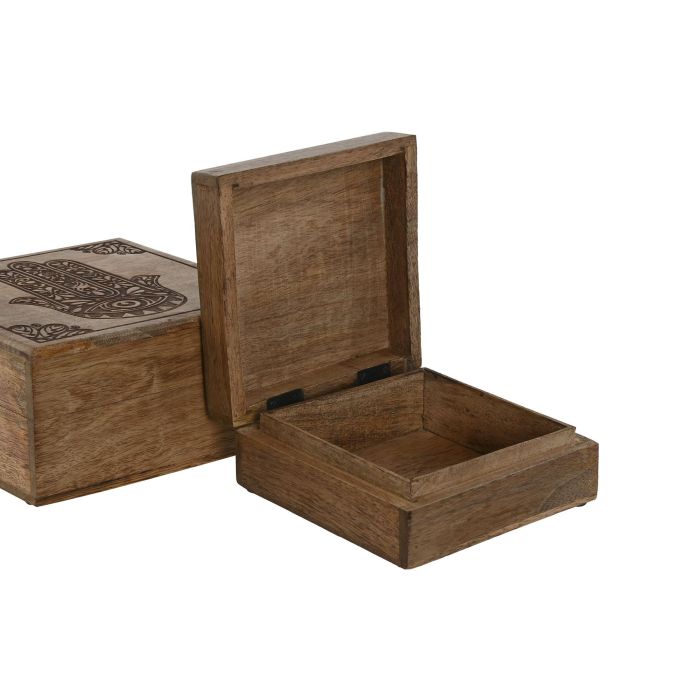 Joyero Indio DKD Home Decor Natural Natural 18 x 9 x 18 cm Set de 2 2