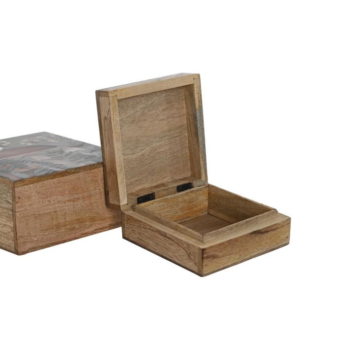 Joyero Alpino DKD Home Decor Azul Natural 18 x 9 x 18 cm Set de 2 2