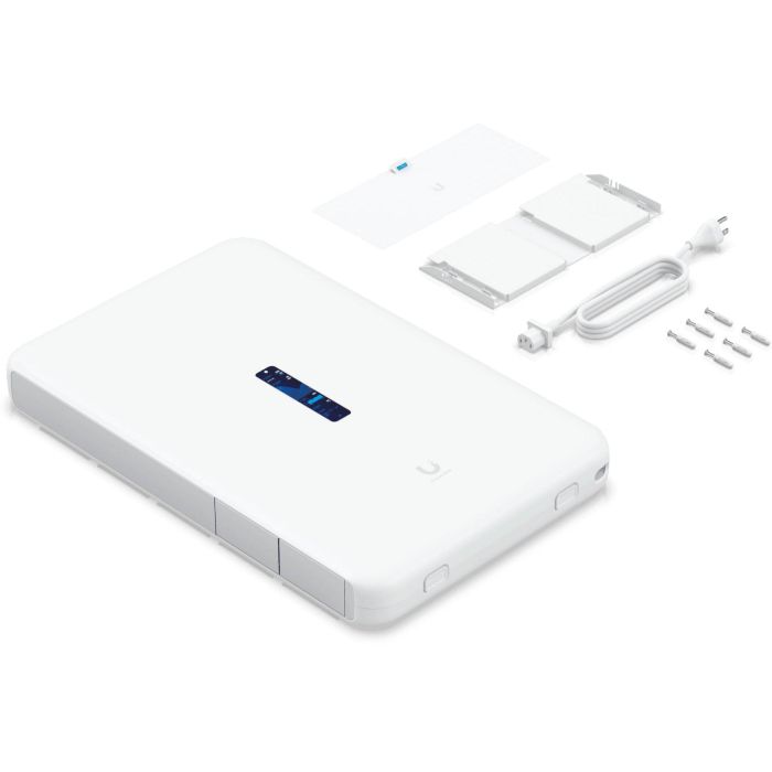 Ubiquiti UniFi Cloud Gateway con AP WiFi 6 Integrado, Switch PoE, CPU Quad-Core, 4GB RAM y Soporte UniFi para Pared
