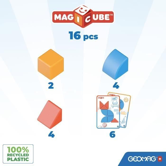 Geomag GEO0871772003021 Bloques magnéticos Magicube y tarjetas, 16 piezas, educativo, plástico reciclado 1 Geomag GEO0871772003021 Bloques magnéticos Magicube y tarjetas, 16 piezas, educativo, plástico reciclado 1