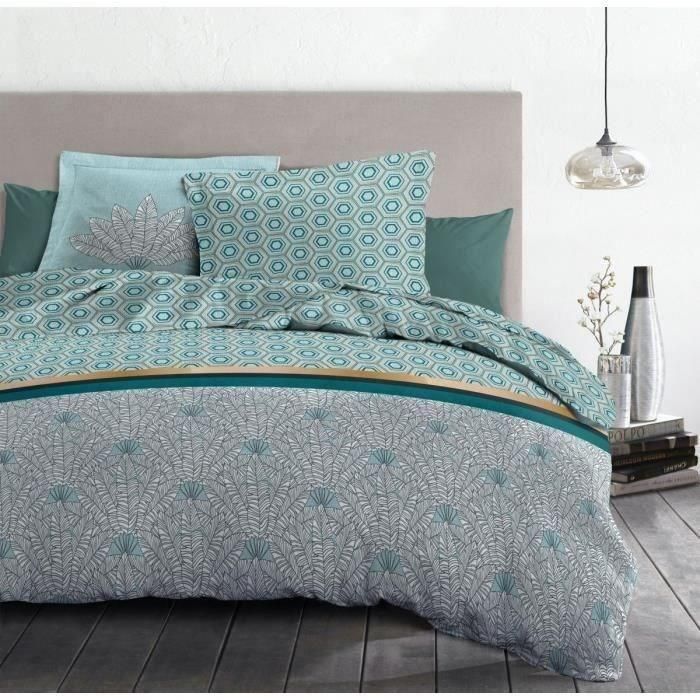 Juego nórdico 140x200 cm HOME LINGE PASSION LOUXOR: Funda nórdica + 1 funda de almohada - 100% Algodón 57 hilos - Verde esmeralda 2 Juego nórdico 140x200 cm HOME LINGE PASSION LOUXOR: Funda nórdica + 1 funda de almohada - 100% Algodón 57 hilos - Verde esmeralda 2