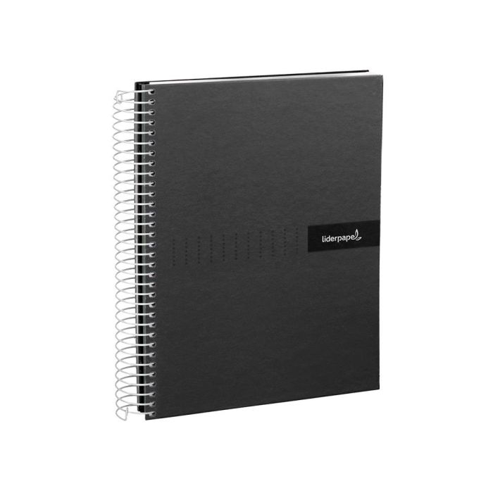 Cuaderno Espiral Liderpapel A4 Crafty Tapa Forrada 80H 90 gr Cuadro 4 mm Con Margen Color Negro 5 unidades 5