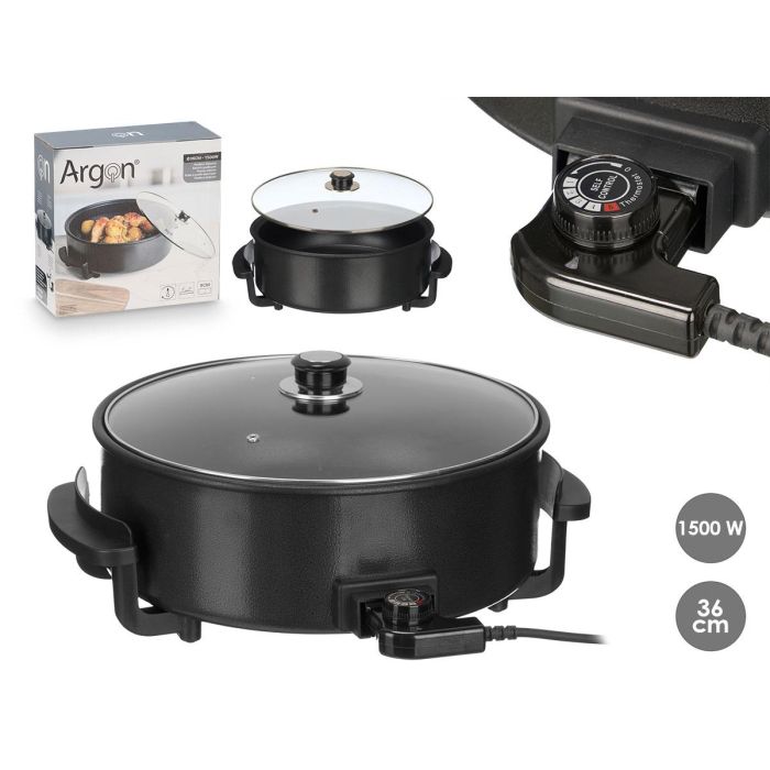 Paellera Eléctrica Argon 36 cm 1500W - Negro, Plata, Transparente (4 Unidades) Paellera Eléctrica Argon 36 cm 1500W - Negro, Plata, Transparente (4 Unidades)