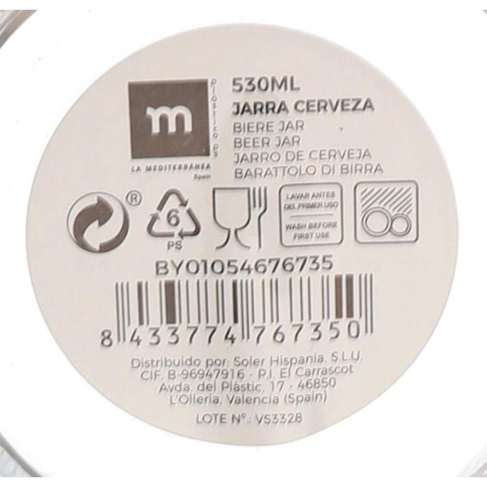 Jarra de Cerveza La Mediterranea 530 ml (24 Unidades) 5 Jarra de Cerveza La Mediterranea 530 ml (24 Unidades) 5