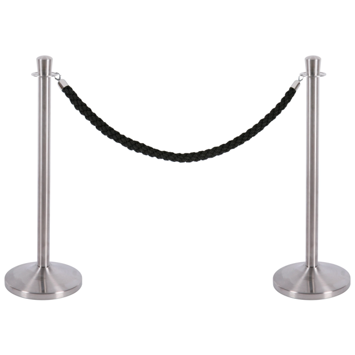 Blanca Poste Separador Cromado Satinado para Control de Acceso y Separación de Ambientes | 940 mm Alto x 320 mm Base 1