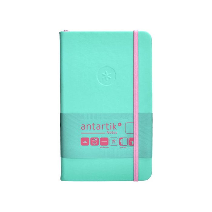 Cuaderno Con Gomilla Antartik Notes Tapa Dura A6 Hojas Lisas Rosa Y Turquesa 100 Hojas 80 gr Fsc 1