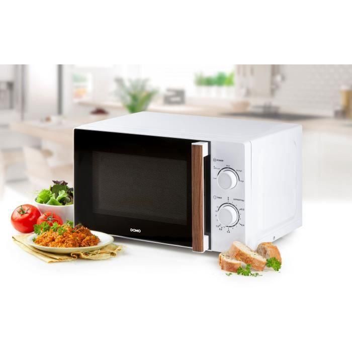 Horno microondas DOMO DO2720 - 20L - 700W - Temporizador 35 min - Función descongelación - L44 x P35,8 x H 25,8 cm - Acabado en madera blanca 1 Horno microondas DOMO DO2720 - 20L - 700W - Temporizador 35 min - Función descongelación - L44 x P35,8 x H 25,8 cm - Acabado en madera blanca 1