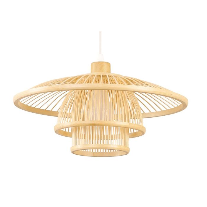 DKD Home Decor Lámpara de Techo Urban de Bambú Natural 40x40x17 cm con Casquillo E27 Hecha a Mano 1