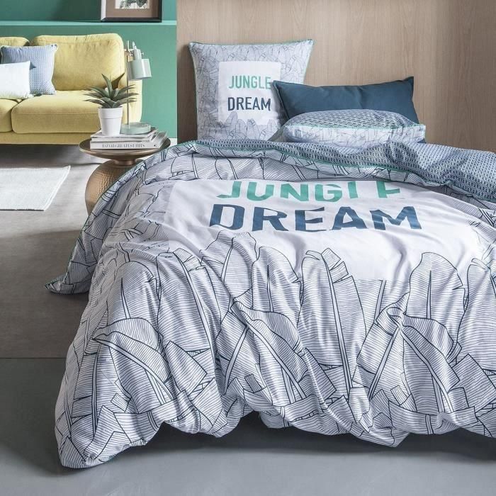 HOY TROPIK SUMMER Jungle Dream ropa de cama 100% algodón - 1 funda nórdica 240 x 260 cm y 2 fundas de almohada 63 x 63 cm - Verde