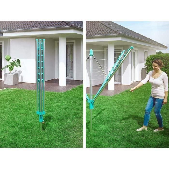 Leifheit 85285 Linomatic 400 Easy Secadora sombrilla de jardín - 40 metros con sistema Easy-Lift, retracción automática del alambre