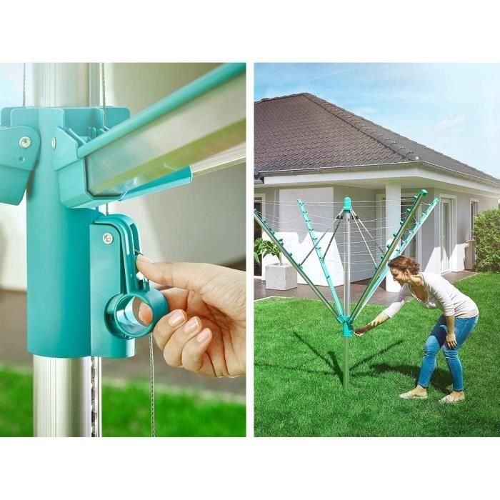 Leifheit 85285 Linomatic 400 Easy Secadora sombrilla de jardín - 40 metros con sistema Easy-Lift, retracción automática del alambre