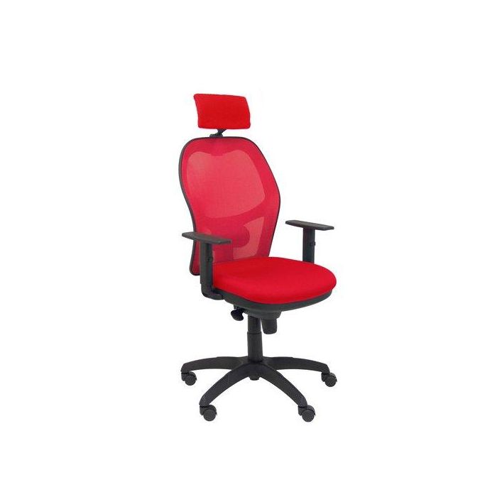 Silla Piqueras Y Crespo Jorquera Brazos Y Cabecero Regulables Mecanismo Sincro Ruedas Nylon Respaldo De Malla Roja Y Asiento Tapizado Bali Rojo