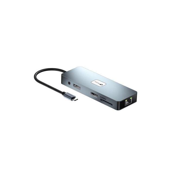 Docking USB Tipo-C Leotec LEDS03/ 3xUSB/ 1xUSB Tipo-C PD/ 1xHDMI 4K/ 1 xDisplayPort/ 1xVGA/ 1xAudio/ 1xRJ45/ 1xLector Tarjetas SD y MicroSD/ Gris 1