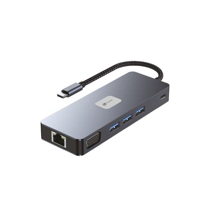 Docking USB Tipo-C Leotec LEDS03/ 3xUSB/ 1xUSB Tipo-C PD/ 1xHDMI 4K/ 1 xDisplayPort/ 1xVGA/ 1xAudio/ 1xRJ45/ 1xLector Tarjetas SD y MicroSD/ Gris 3