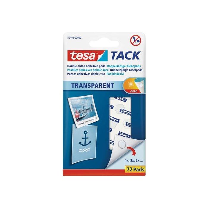 Punto Adhesivo Tesa Tack Transparente 72 Unidades (Set de 20)