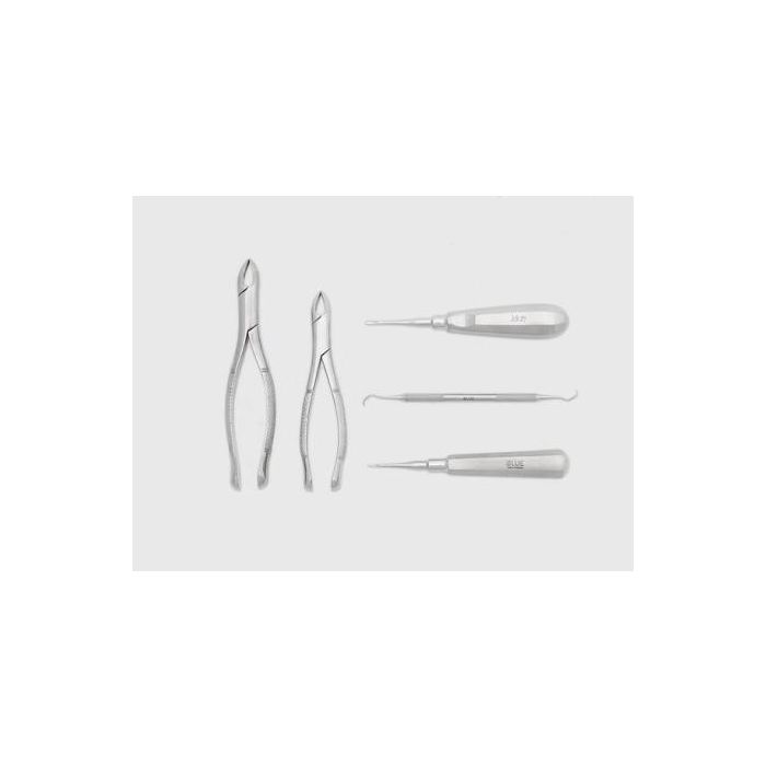 Kit Odontología Básico - Pinza de extracción curva, Elevador dental, Rascador dental - Acero inoxidable