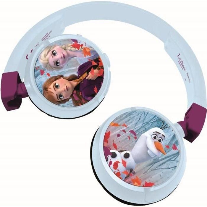 SNOW QUEEN Cómodos auriculares 2 en 1 plegables con bluetooth y con cable para niños con limitación de sonido - LEXIBOOK