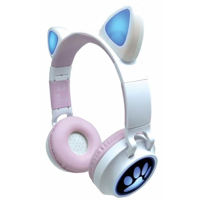 Auriculares bluetooth con orejas de gato y luces. para escuchar música sin cable. 24,40x46x37 cm