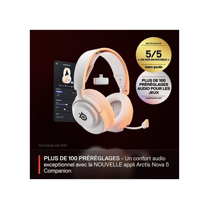 SteelSeries Auriculares Arctis Nova 5 Blanco Inalámbricos Bluetooth (61671) 1