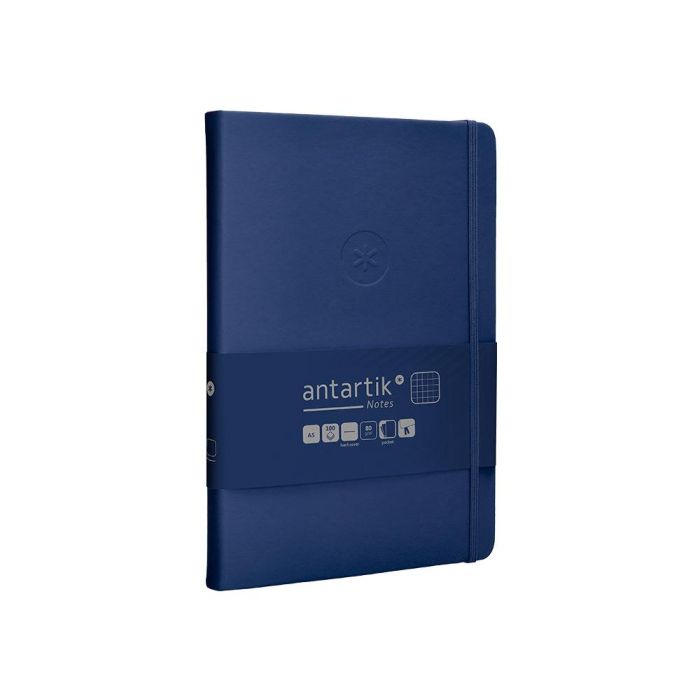 Cuaderno Con Gomilla Antartik Notes Tapa Dura A5 Hojas Cuadricula Azul Marino 100 Hojas 80 gr Fsc 4