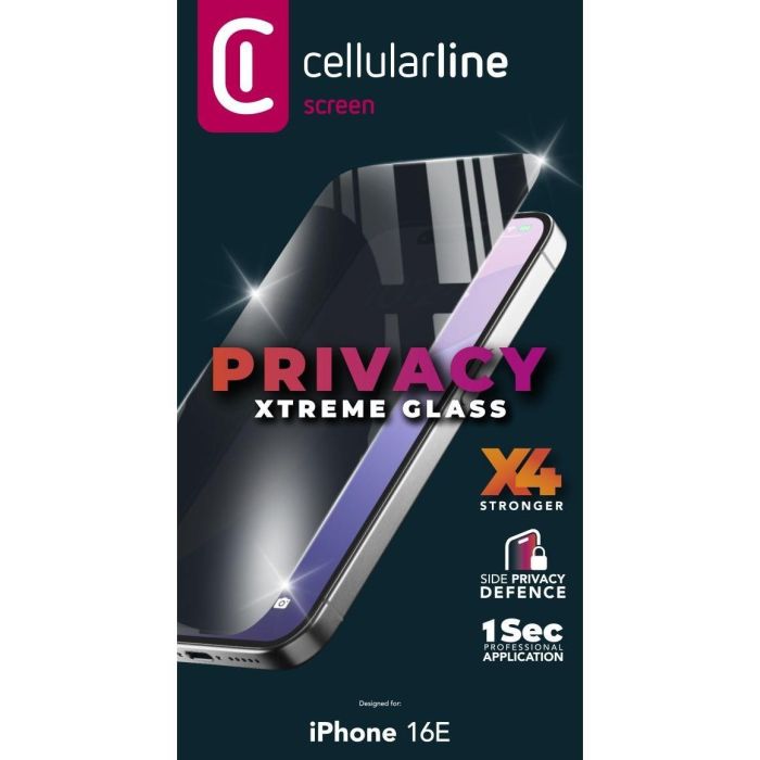 Cellularline 16e Cristal Xtreme Glass Privacy para Apple iPhone