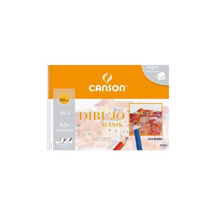 Canson Bloc Dibujo Basik Espiral A3+ 20H 150 gr Microperforado Blanco Natural Canson Bloc Dibujo Basik Espiral A3+ 20H 150 gr Microperforado Blanco Natural