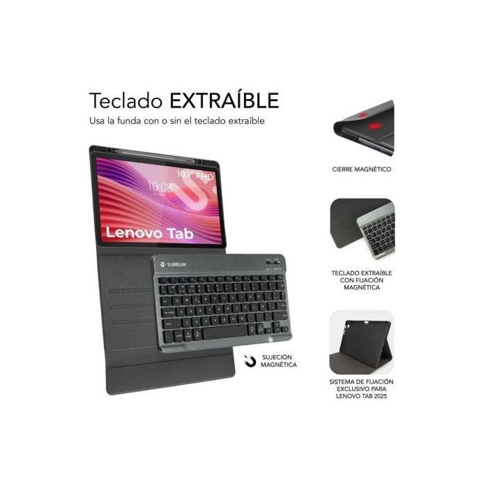 Funda con Teclado Subblim Shock Case Lenovo Tab 10.1" 2025/ Negra 1 Funda con Teclado Subblim Shock Case Lenovo Tab 10.1" 2025/ Negra 1