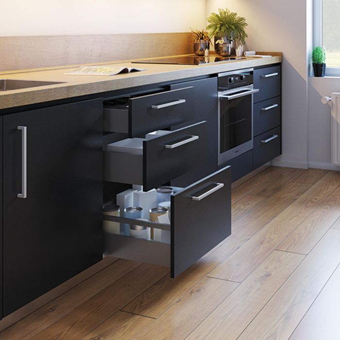 Emuca Kit de cajón para cocina o baño Vertex de altura 178mm con regulación 3D, tableros incluidos, módulo 600mm, Gris antracita 6 Emuca Kit de cajón para cocina o baño Vertex de altura 178mm con regulación 3D, tableros incluidos, módulo 600mm, Gris antracita 6