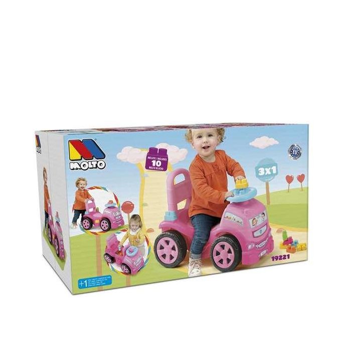 Molto Correpasillos Camión Rosa con 10 Blocks 89 cms 2