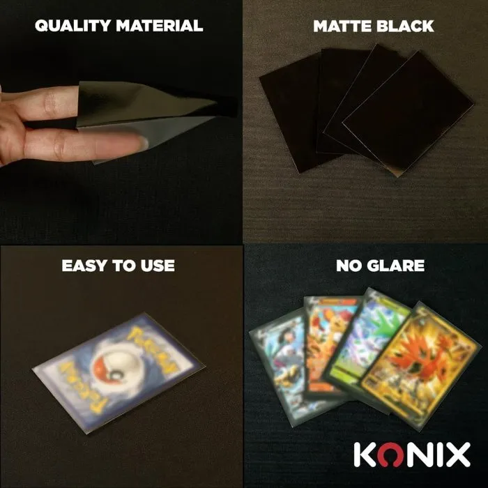 Konix - Fundas Mate para Cartas de Juego 66 x 91 mm (100 unidades) - Protección para Magic The Gathering, Pokémon - Negro