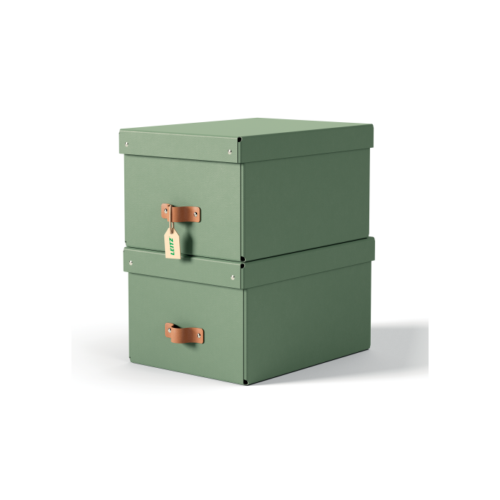 Leitz 61490050 Pack 2 Cajas de Almacenamiento de Cartón Medianas, Formato A4, Volumen 17 L, Color Verde