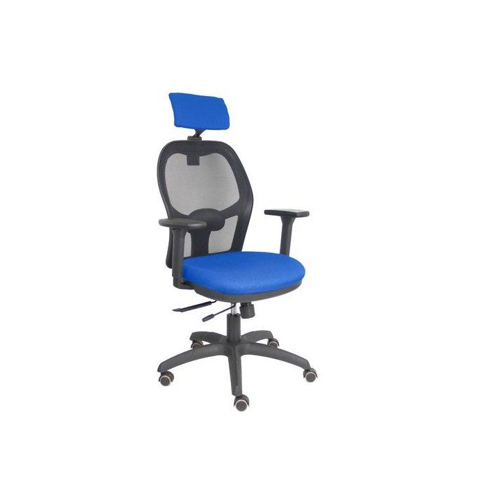 Silla Piqueras Y Crespo Jorquera Brazos 3D Y Cabecero Regulables Mecanismo Sincro Con Traslack Ruedas Parquet Respaldo De Malla Negra Y Asiento Tapizado Bali Azul