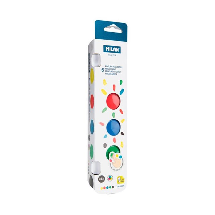 Caja con 6 tarros de pintura para dedos 25 ml milan Caja con 6 tarros de pintura para dedos 25 ml milan