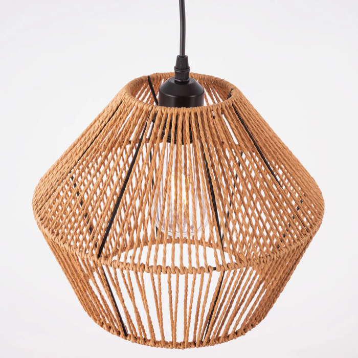 Lámpara Colgante Cuerda Natural Okara SKD-P80002 Diseño Cálido para Salones y Comedores