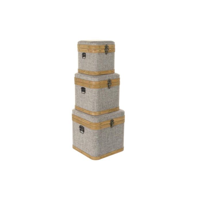 Caja Scandi DKD Home Decor Beige Natural 40.5 x 41.5 x 40.5 cm Set de 3