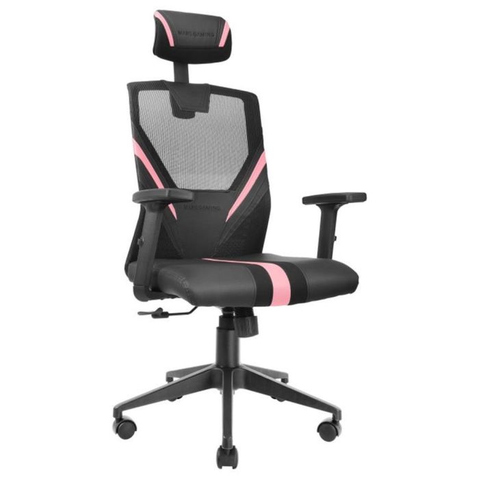 Mars Gaming MGC-ERGO Silla Gaming Ergonómica Negra, Malla Transpirable, Ajustable Cervical, Lumbar y Reposabrazos, Soporta 150kg