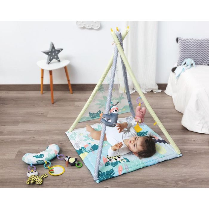 Teepee Mantita de Actividades Perezoso para Bebés +2 meses con Almohada, Peluches, Espejos y Mordedores - 2 en 1 2