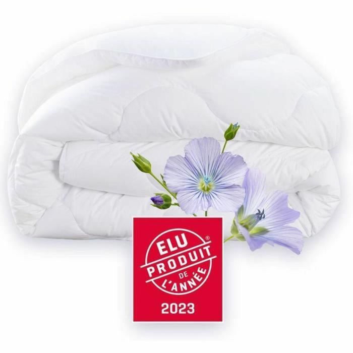 Edredón 240x260 cm DODO CHAMPS DE LIN - Cálido - 450g/m² - Edredón para 2 personas - Suave y Cálido - Antiácaros Antibacteriano - Blanco 5