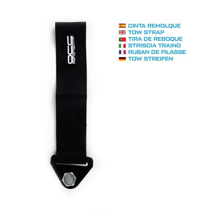 OCC Motorsport OCCRC023 Cinta de Remolque Negra Gancho para Coche y Vehículos de Alta Resistencia Nylon 3000kg Universal Racing 25x5cm 7
