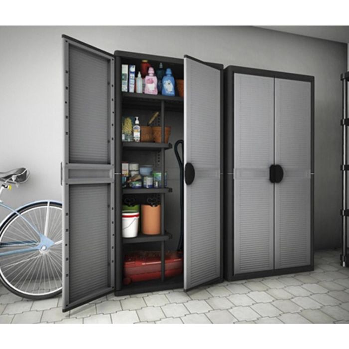Terry Armario escobero 3900 qblack 89,7x53,7x180 cm Gris/negro Resina 4 baldas 15kg 2 Terry Armario escobero 3900 qblack 89,7x53,7x180 cm Gris/negro Resina 4 baldas 15kg 2