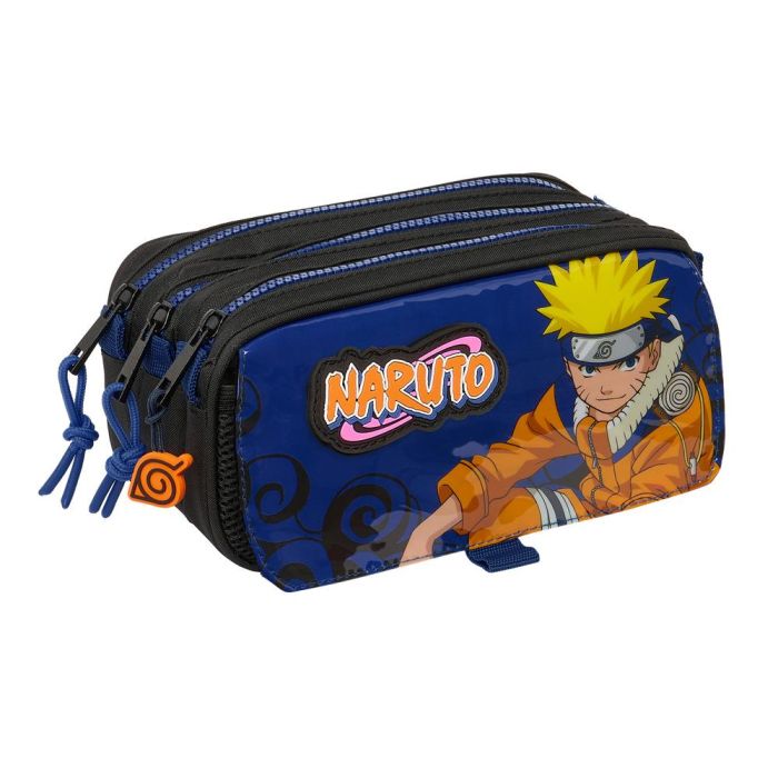 Portatodo Triple Naruto Ninja Azul Negro 21,5 x 10 x 8 cm