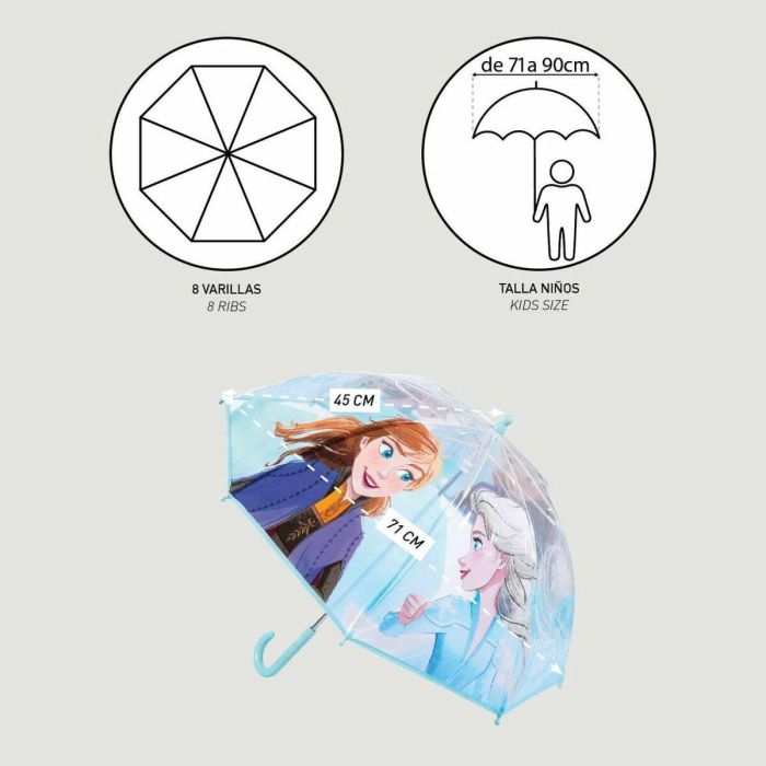 Cerdá Paraguas manual Burbuja Frozen II 45 cm 100% POE para Niños de 3 a 12 años - Azul 1
