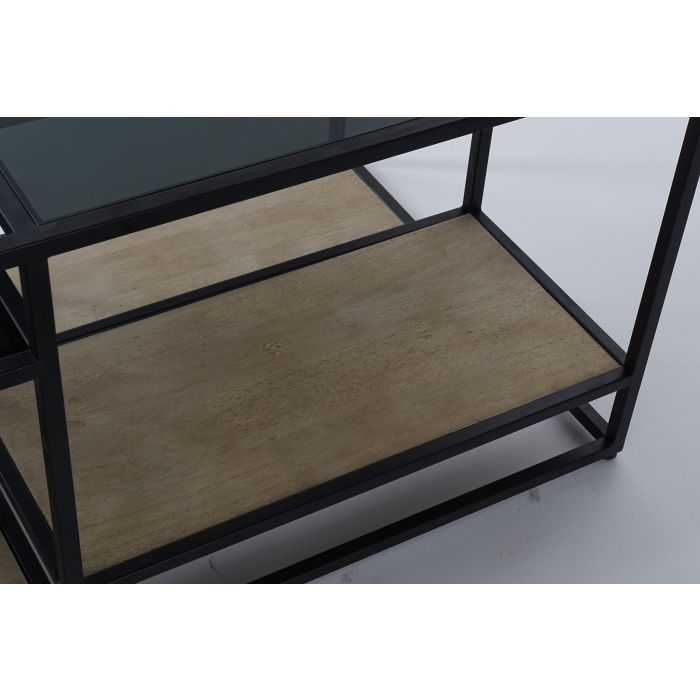 DKD Home Decor Mesa Centro Loft Metal Madera Espejo Negro Natural 120x60x50 cm 4