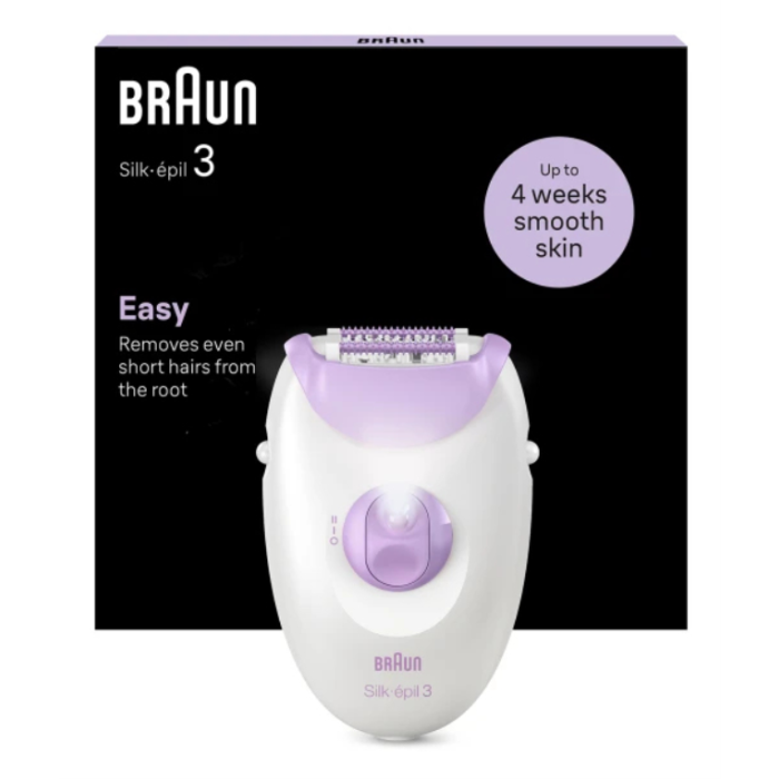 Braun 3-000 Epiladora Silk-épil 3 con 20 Pinzas MicroGrip, Luz Integrada, 2 Velocidades y Alimentación por Corriente Alterna Púrpura Blanco Braun 3-000 Epiladora Silk-épil 3 con 20 Pinzas MicroGrip, Luz Integrada, 2 Velocidades y Alimentación por Corriente Alterna Púrpura Blanco