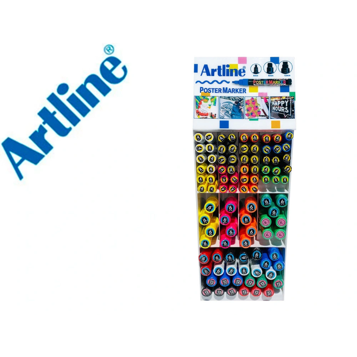Artline Expositor Poster Marker 96 Unidades Colores Surtidos con 51 uds 2 mm, 33 uds 6 mm y 12 uds 12 mm 0 Artline Expositor Poster Marker 96 Unidades Colores Surtidos con 51 uds 2 mm, 33 uds 6 mm y 12 uds 12 mm 0