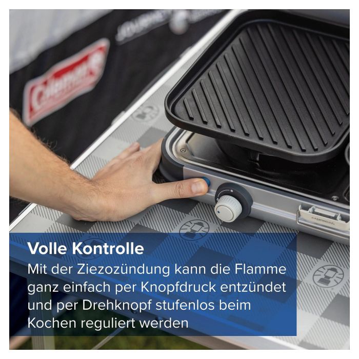 CAMPINGAZ Parrilla Portátil Grill & Go Caravan, Cocina de Camping 2 Zonas, 4000 W, Negro/Gris/Plata, 5.4 kg, con Funda